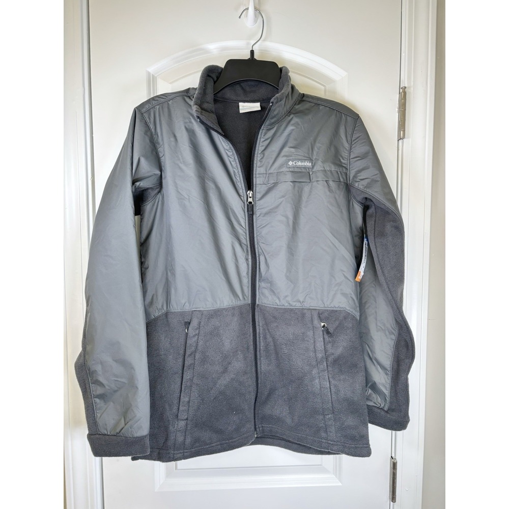 Columbia Boys XL Gray Fleece Full Zip Jacket Hybrid Outdoor Coat NWT